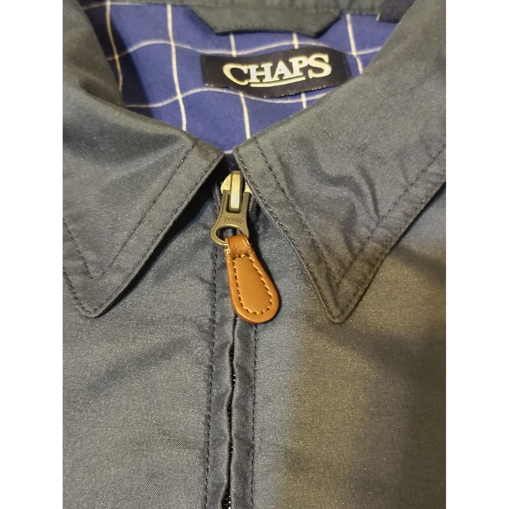 Chaps Mens Harrington Jacket XL Navy Blue Full Zip Plaid Lined Lightweight 17 - Picture 5 of 13